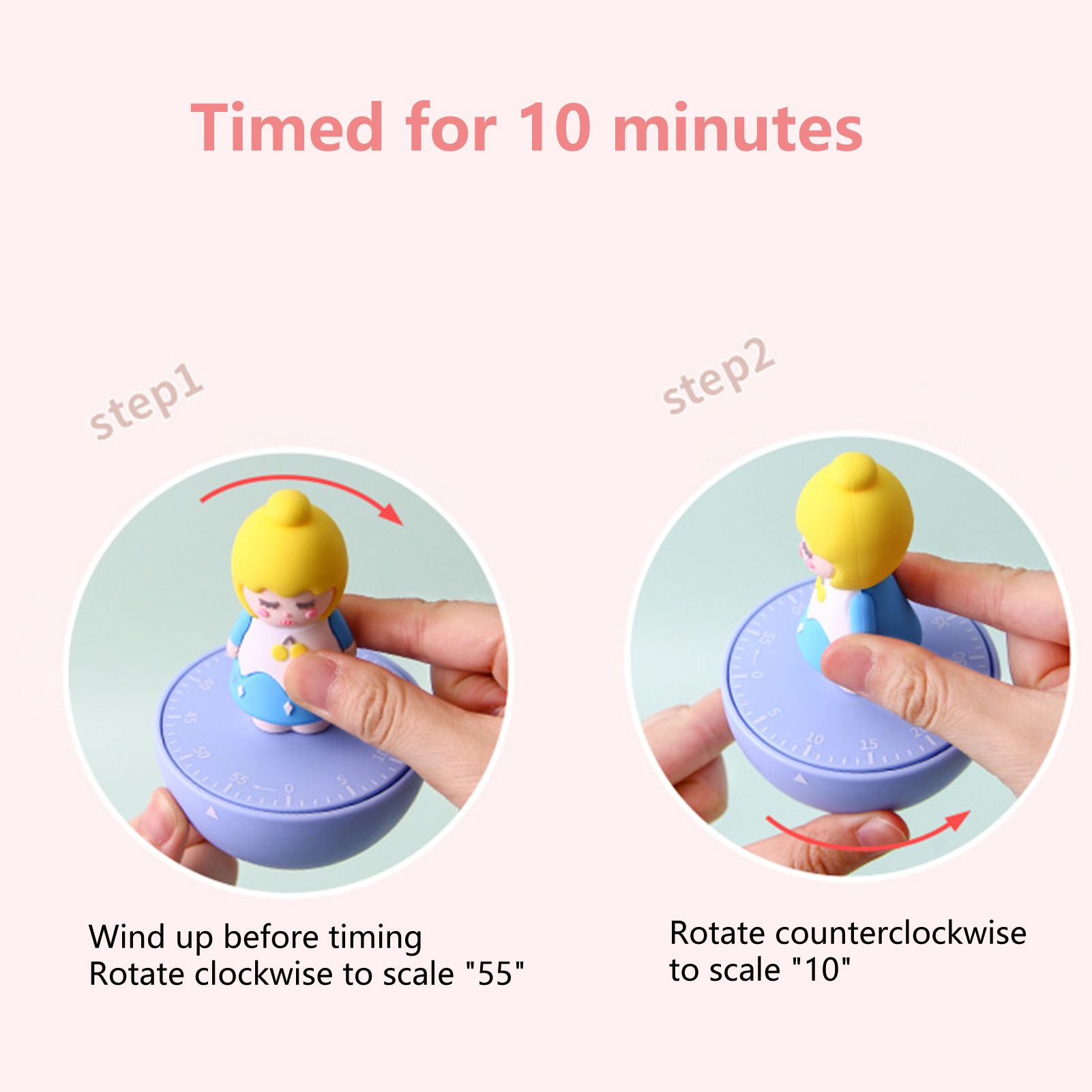 Mechanical Timer Self-discipline Sound Reminder Cartoon Cooking Alarm Clock