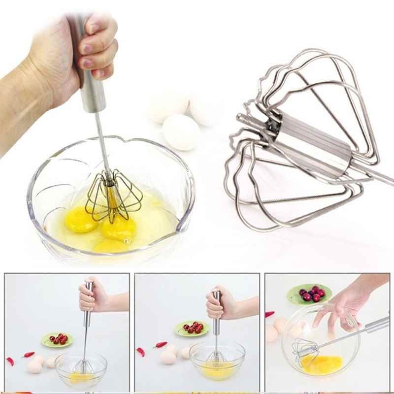 Semi-Automatic Handheld Mixer Whisk Home Kitchen Eggbeater Stainless Steel Bake Tool