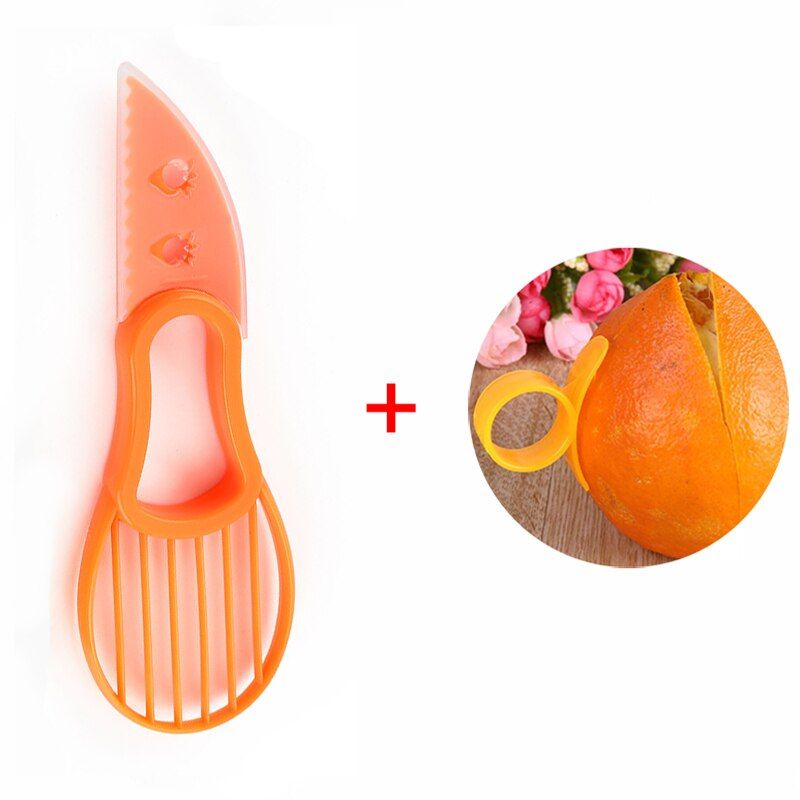 Kitchen Accessories 3 In 1 Avocado Slicer Shea Corer Butter Fruit Peeler Pulp Separator Plastic Knife Kitchen Vegetable Tools-Style2