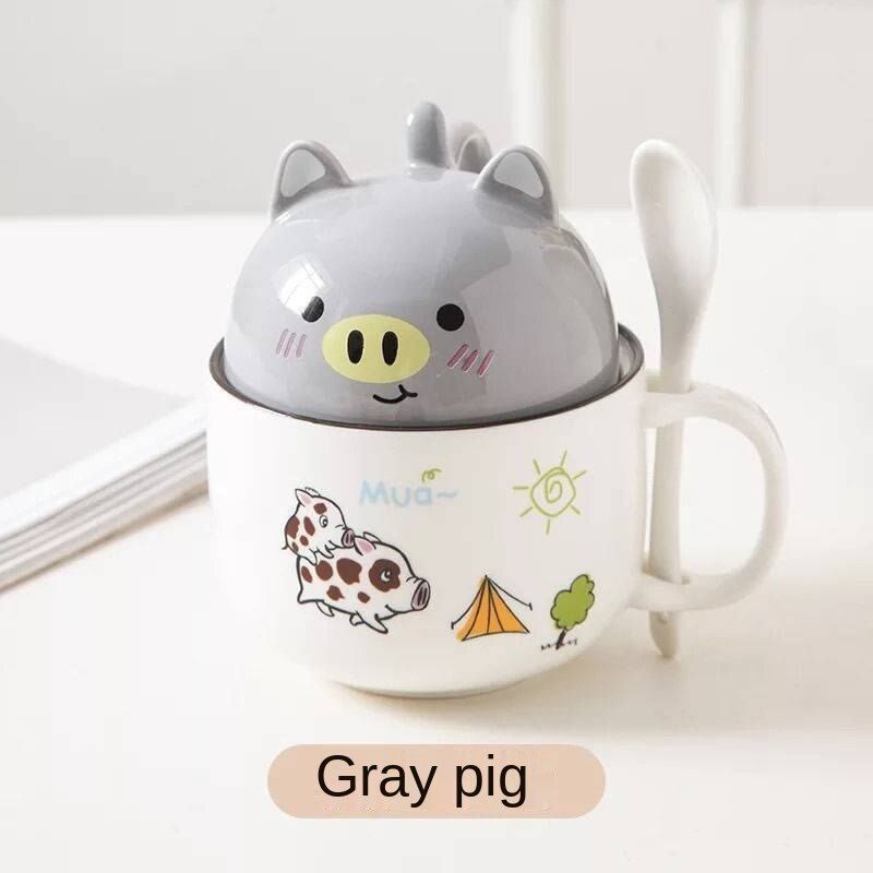 350ml Shiba Inu Mug Cute Cartoon Ceramics Mug With Lid and Spoon Coffee Milk Tea Mugs Breakfast Cups Drinkware Gifts