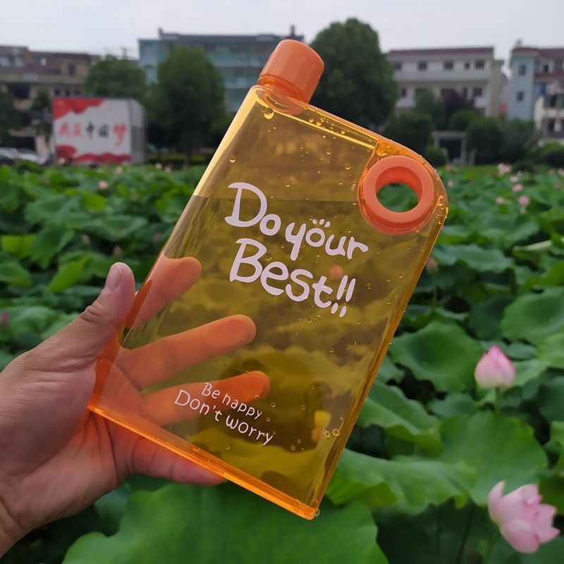 Portable Book Paper Cup Botlte Bpa Free Flat Water Bottle Clear Paper Pad Water Bottle Flat Drinks Kettle Drink Bottle for Water
