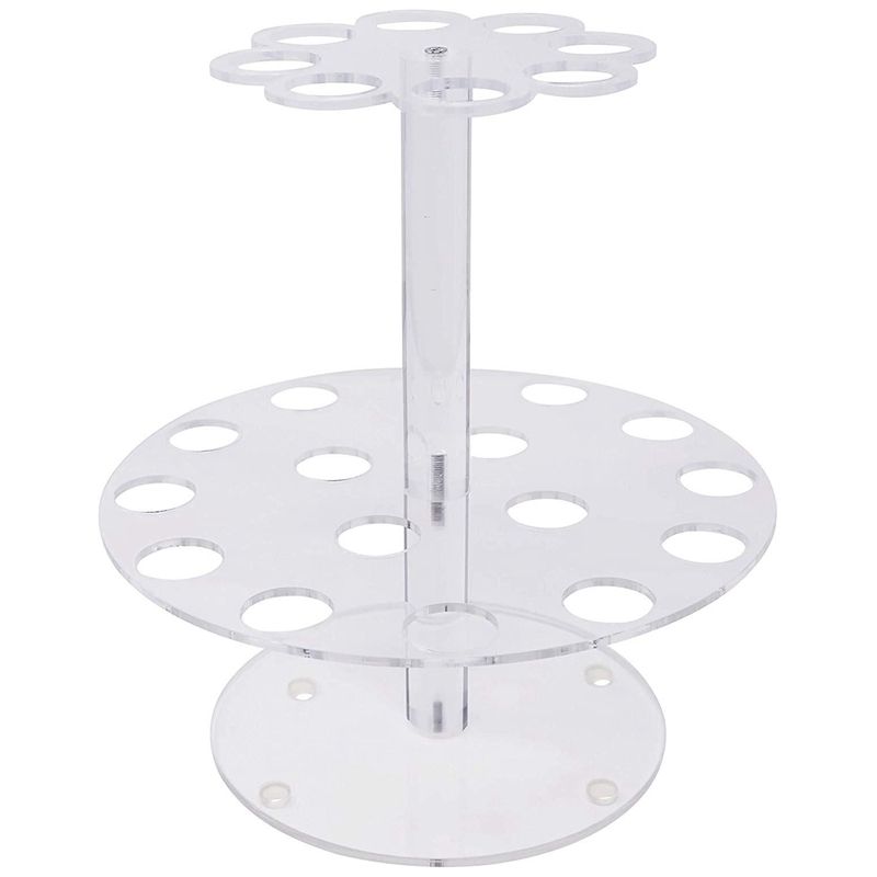 Round Clear Acrylic Mini Ice Cream Cone Holder Stand 24 Holes to Display Sushi Hand Rolls Popcorn Cotton Candy French Fries Sweets Savory, Ice Cream