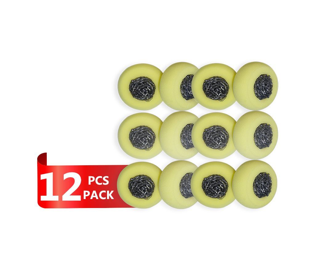  BALL WITH SPONGE SCOURER 12 PCS PACK|