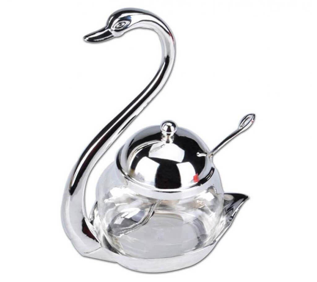 Swan sugar bowl & spoon