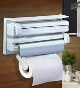 Kitchen Wrap Shelf Plastic Wrap Frame Triple Paper Dispenser Preservative Film Rack Spice Shelf