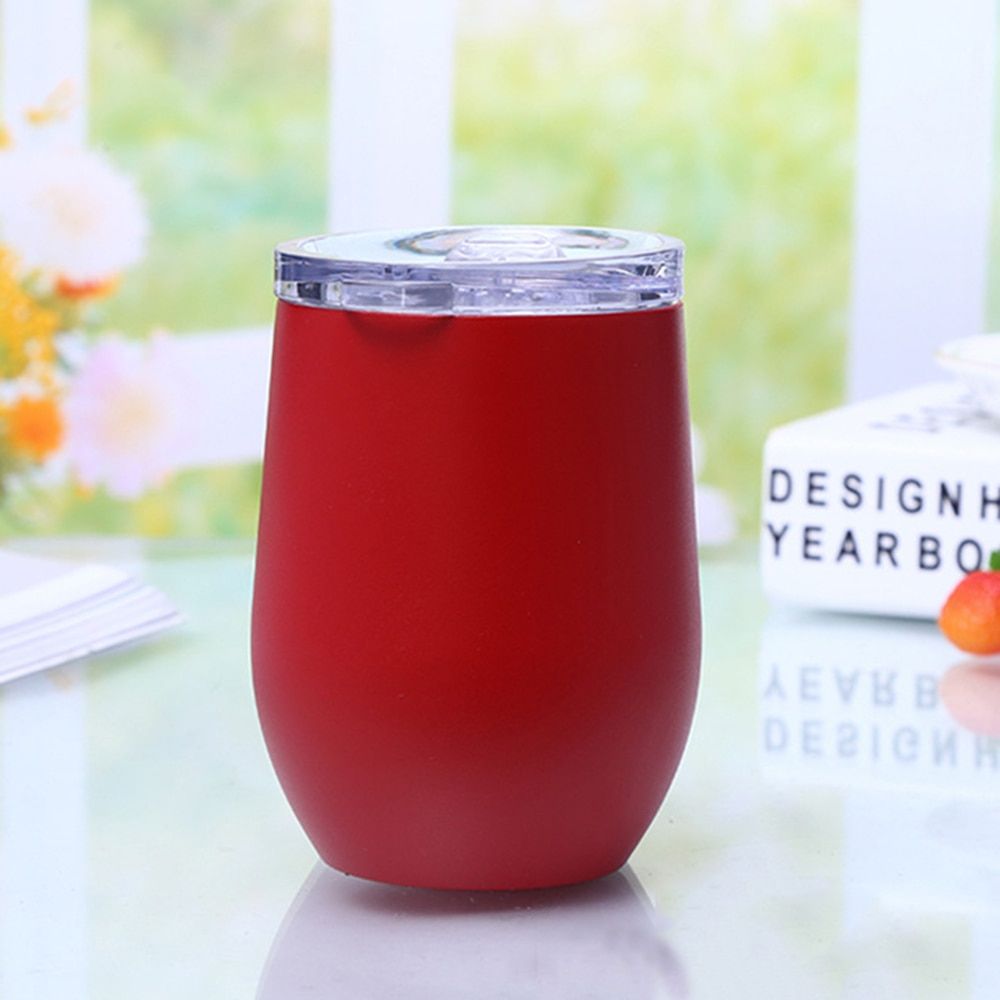 350ml Stainless Steel Vacuum Flask Thermos Cup Cute Double Egg Cup Vacuum Flasks Travel Coffee Mug Creative Red Glass