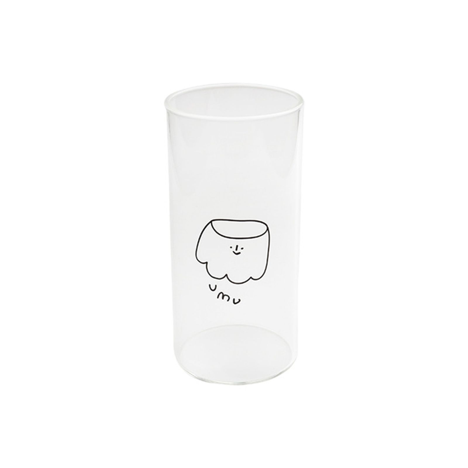 1 Set Glass Cup Simple Fashion Stable Cartoon Transparent Drink Bottle with Straw for Home