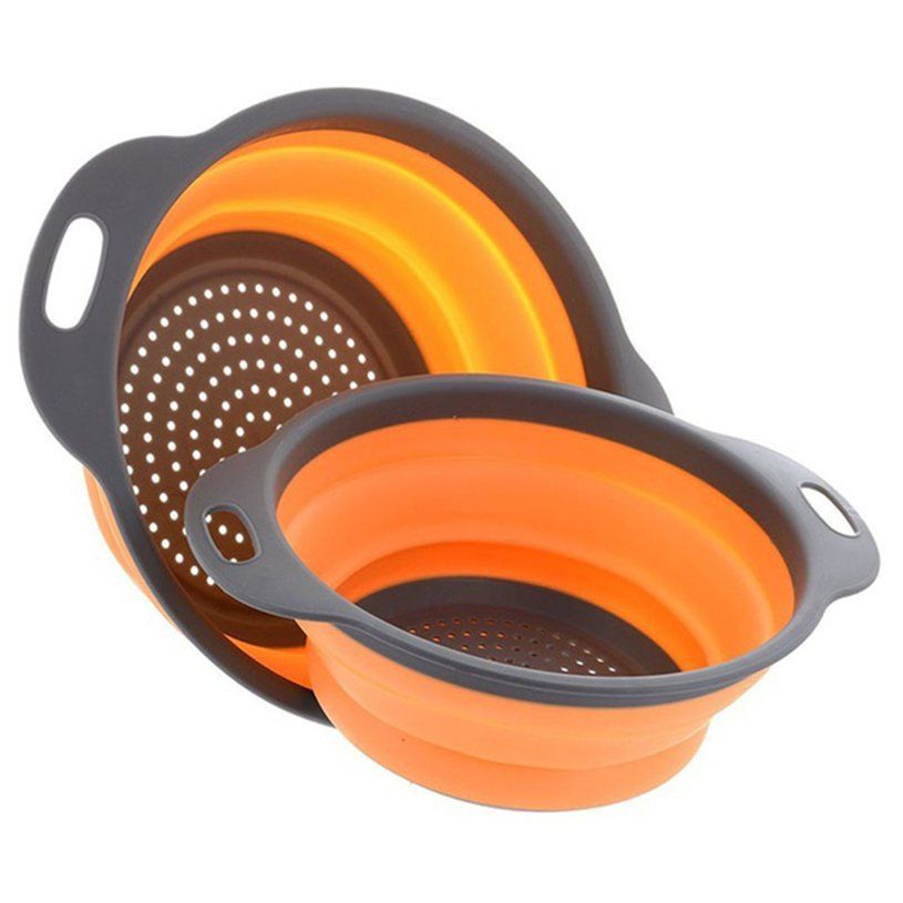 Foldable Silicone Colander Kitchen Fruit Vegetable Washing Basket Strainer