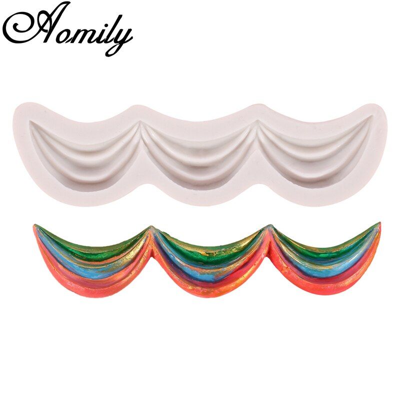 Aomily Multi-layer Curtain Silicone Molds Cake Chocolate Mold Wedding Cake Border Decorating Tools Fondant Sugarcraft Cake Molds
