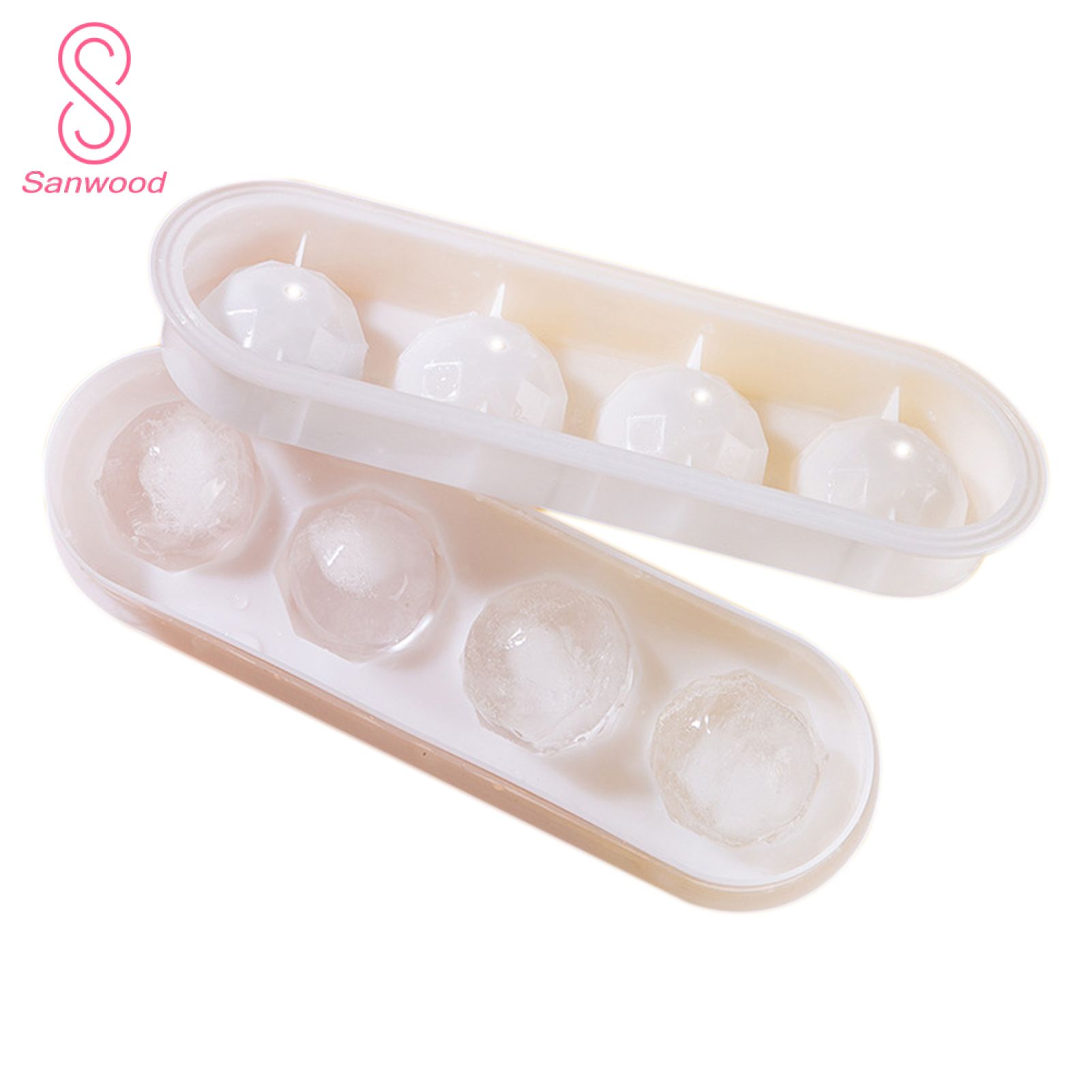 Ice Mold Stackable Clear Waterline Silicone Easy to Demold Ice Ball Mold for Bar