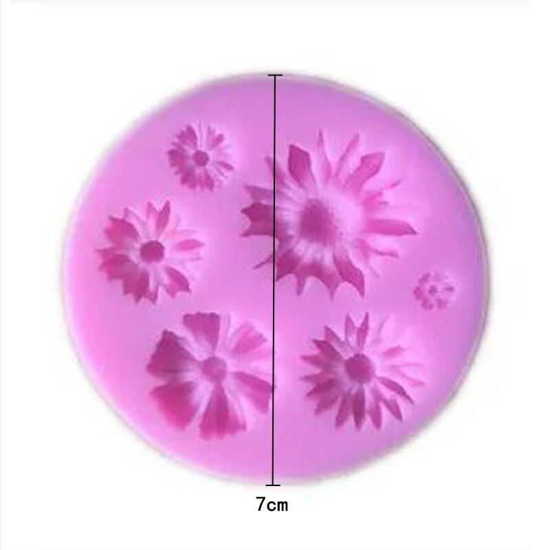 1 Pcs Cake Molds Fondant Craft Sugar Craft Ice Pastry Small Sun Flower 3D Flower Silicone Molds Baking Tool Mould