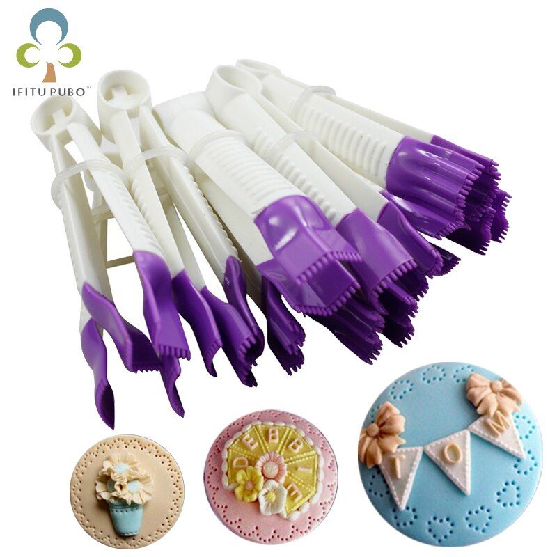 10pcs Flower Shape Lace Edge Clip Fondant Cake Cutter Cake Decorating Tools Cupcake Cookies Cutter Bakeware Baking Mould GYH