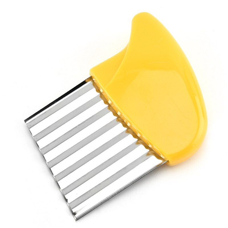 Stainless Steel Potato Cutter Wavy Knife French Fry Chip Kitchen Fruit Vegetable Slicer Chopper Cutting Tools AKC6424-Yellow