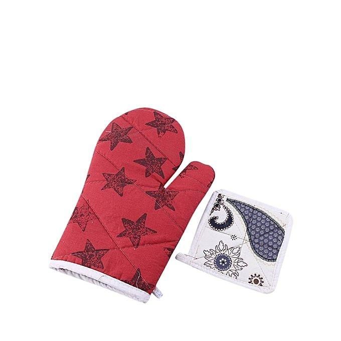Oven Gloves - White and Red