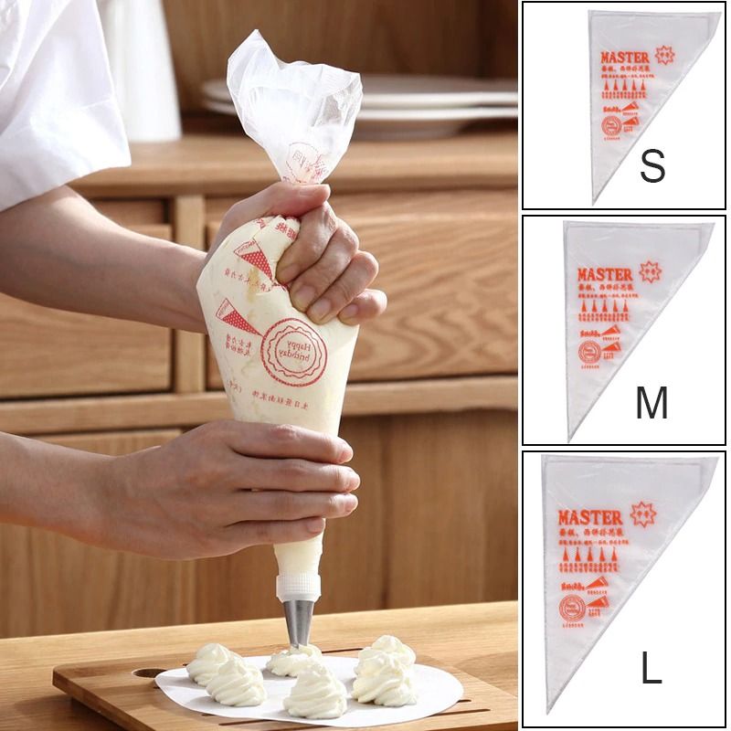 M Size 100Pcs Pack Pastry Bag Disposable Piping Bag Icing Fondant Cake Cream Decorating Pastry Tip Tool