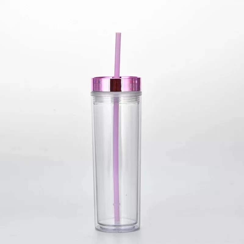 raincolor double wall matte finish reu skinny 473ml /16oz plastic tumbler with straw