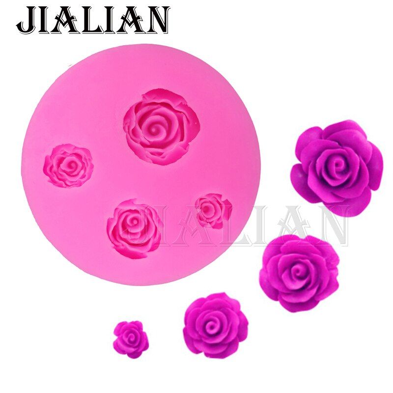 Beautiful roses chocolate wedding cake decorating tools DIY kitchen bar supplies Flowers fondant silicone mold for cakes T0242