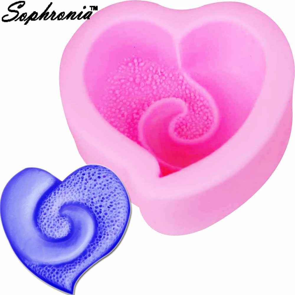 Sophronia Love Soap Heart Silicone Mold for Wedding Cake Decoration Baking Fondant Mould handmade soap mold  tools  m916