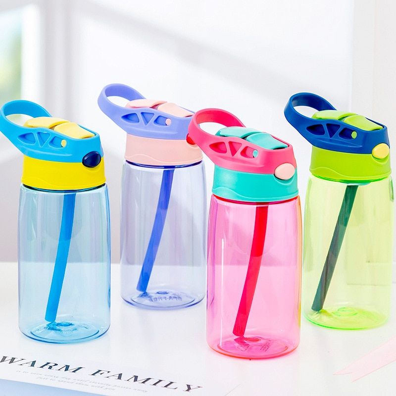 480ML Kids Water Cup Creative Safe Baby Feeding Cups With Straws Leakproof Water Bottles Outdoor Portable Children's Cups