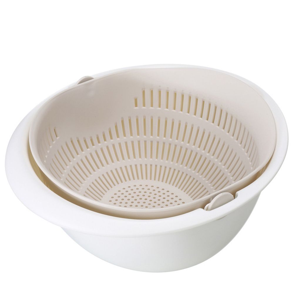 Home Kitchen Fruit Vegetable Wash Draining Basket Rotating Double Layer Strainer