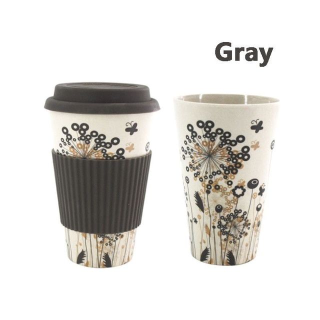 400ml Arrival Reu Bamboo Fibre Coffee Cup Creative Fashion Coffee Tea Mug Wheat Straw Travel with Silicone Lid