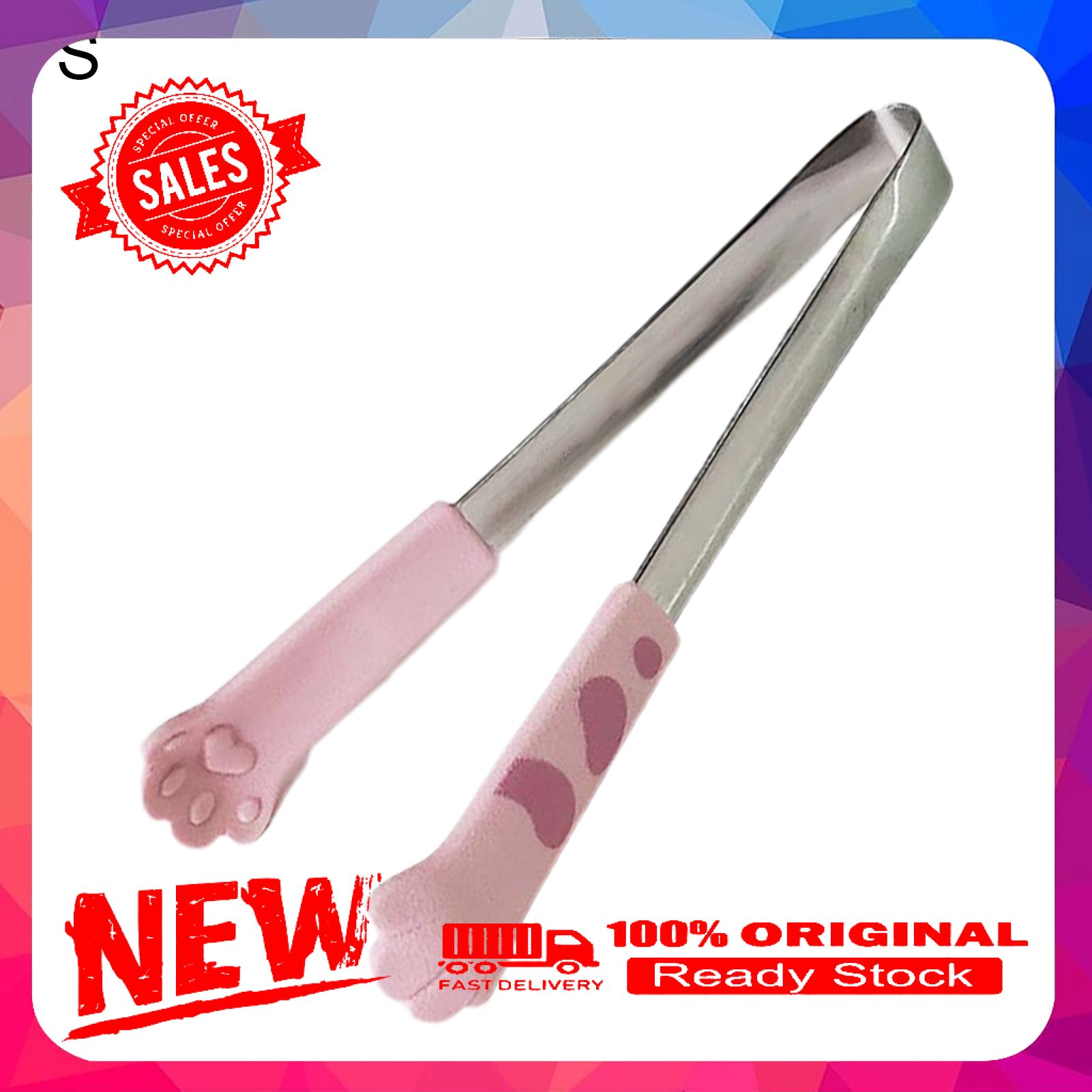 Food Clip Non-Stick Heat Resistant Silicone Stainless Steel Cooking Food Tongs for Kitchen
