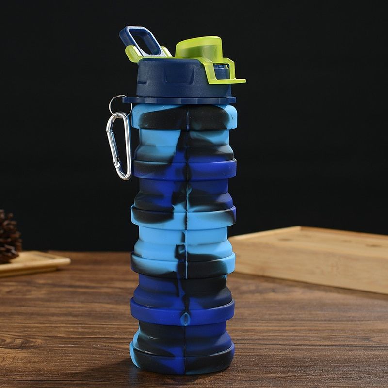 New Silicone Water Bottle Portable Foldable Cup Bottle Fruit Juice Leak-proof Outdoor Sport Travel Camping Bottle with Lid