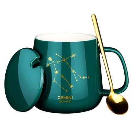 Gift Box 12 Constellations Creative Ceramic Mugs with Sn Lid Black and rcelain ZodiMilk Coffee Cup 430ML Water