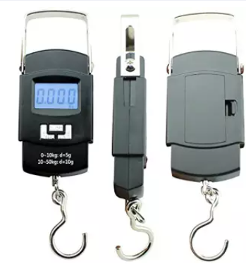Portable Digital 50 Kg Weighing Scale with Metal Hook (Black)