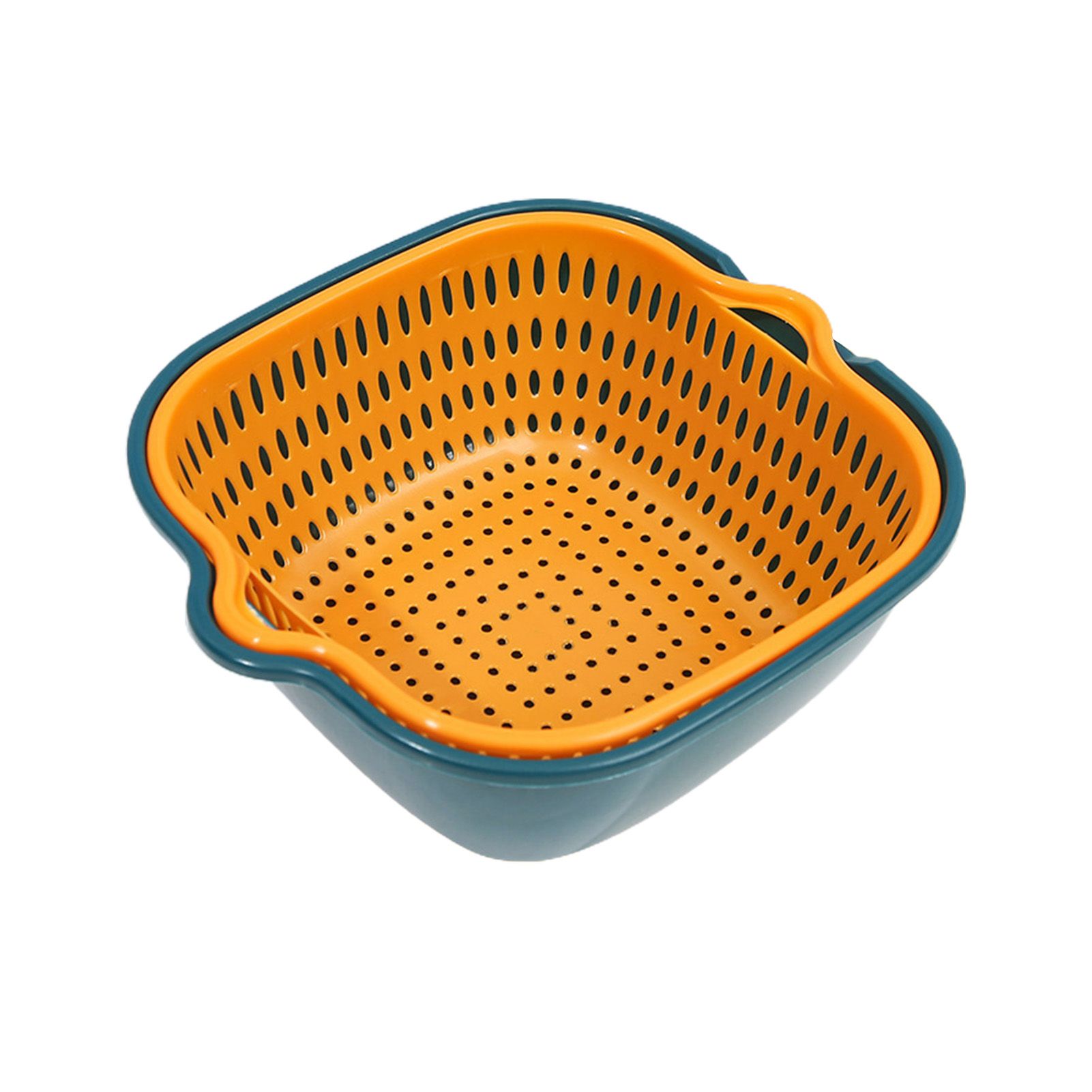 1 Set Double-layer Washing Strainer with Diversion Mouth PP Vegetable Cleaning Draining Bowl Kitchen Tools