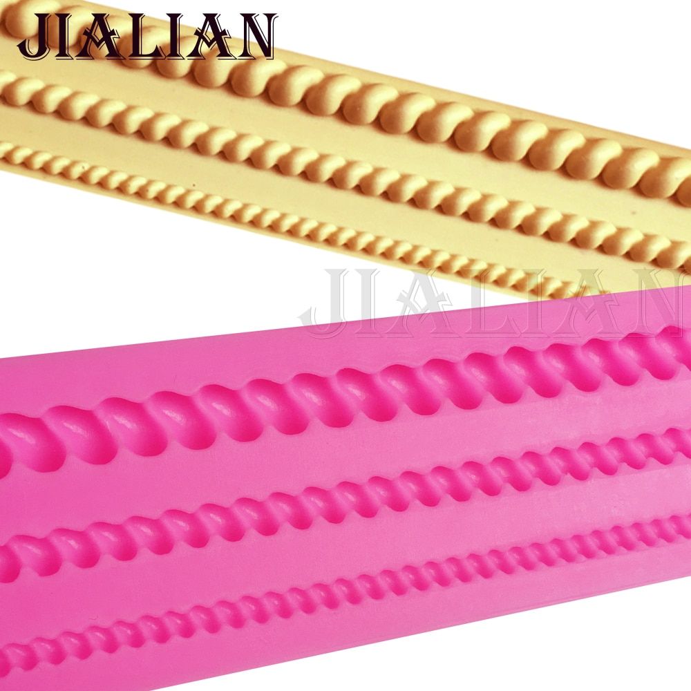 Long strip water beads cake decorating tools DIY baking Paste Mould fondant pearl  silicone mold lace pattern T0982