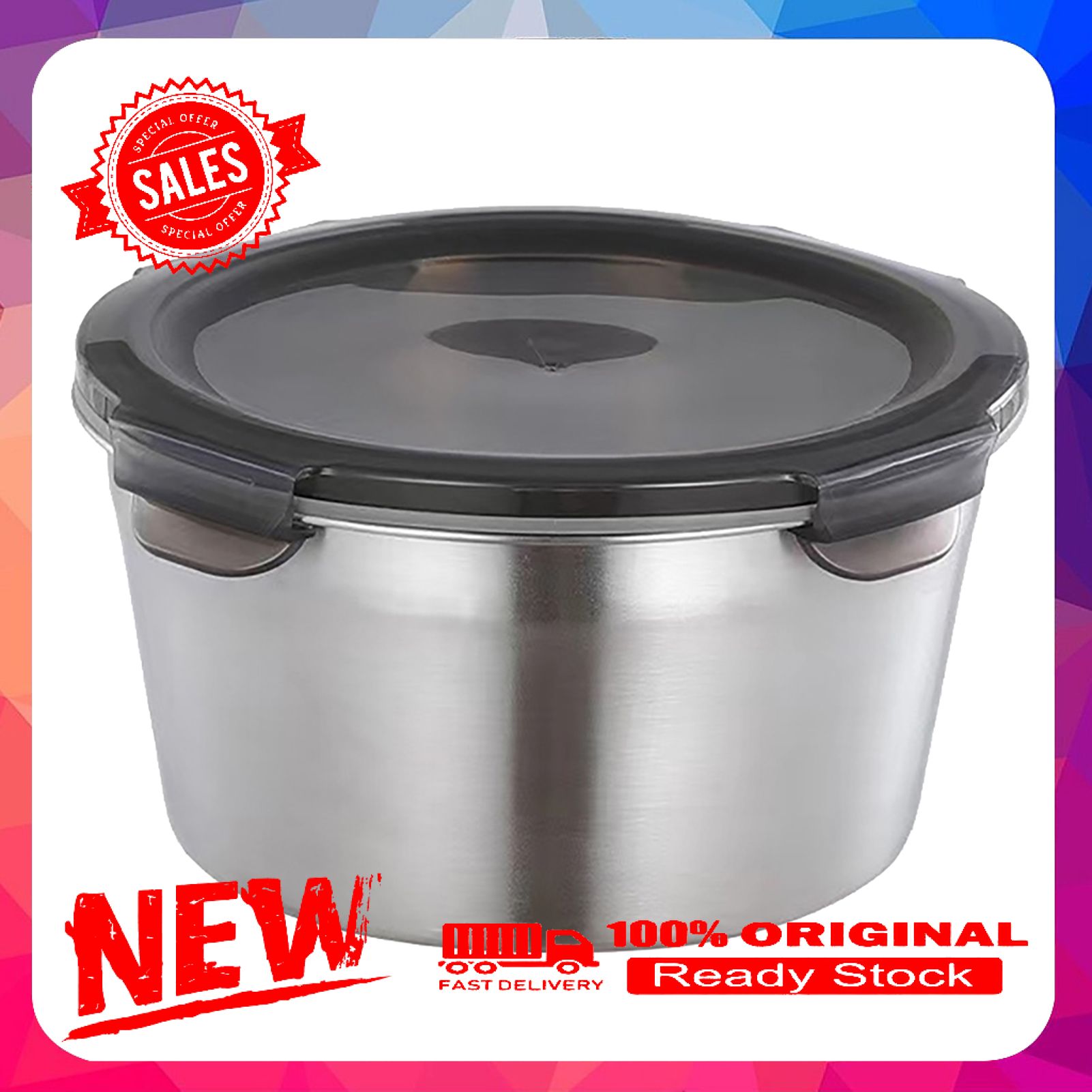 400ml/600ml/1100ml/2100ml Lunch Bowl Double Layer Smooth Surface Sealed Lid Anti-Rust Stainless Steel Classic Bowl for Office