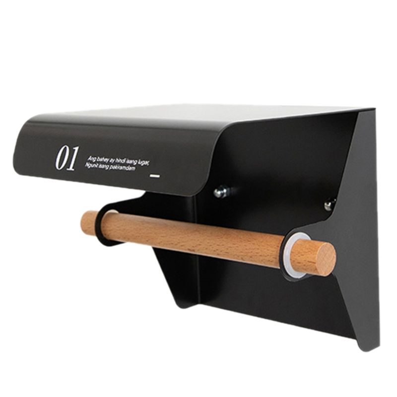 Nordic Iron Wood Tet Paper Holder Wall Mounted Storage Rack Home Organizer Shelf Bathroom for Paper Roll