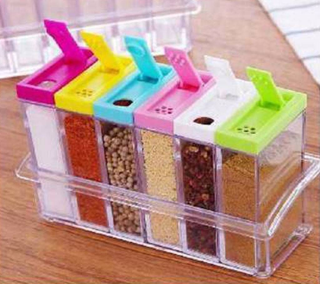 Transparent spice storage pot-6pc