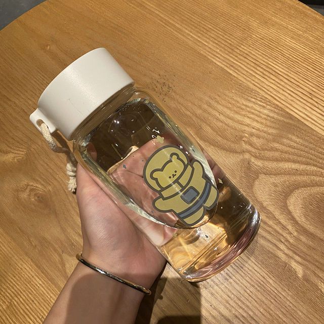 500Ml Creative Astronaut Transparent Plastic Kawaii Water Bottle Bpa Free Frosted Water Bottle with Portable Rope Travel Tea Cup