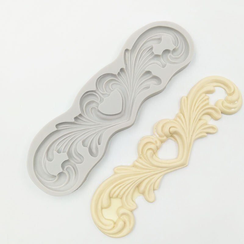 European Ornament Heart Shape 3D Craft Relief Chocolate Confectionery Silicone Mold Fondant Cake Kitchen Decorating DIY Tools