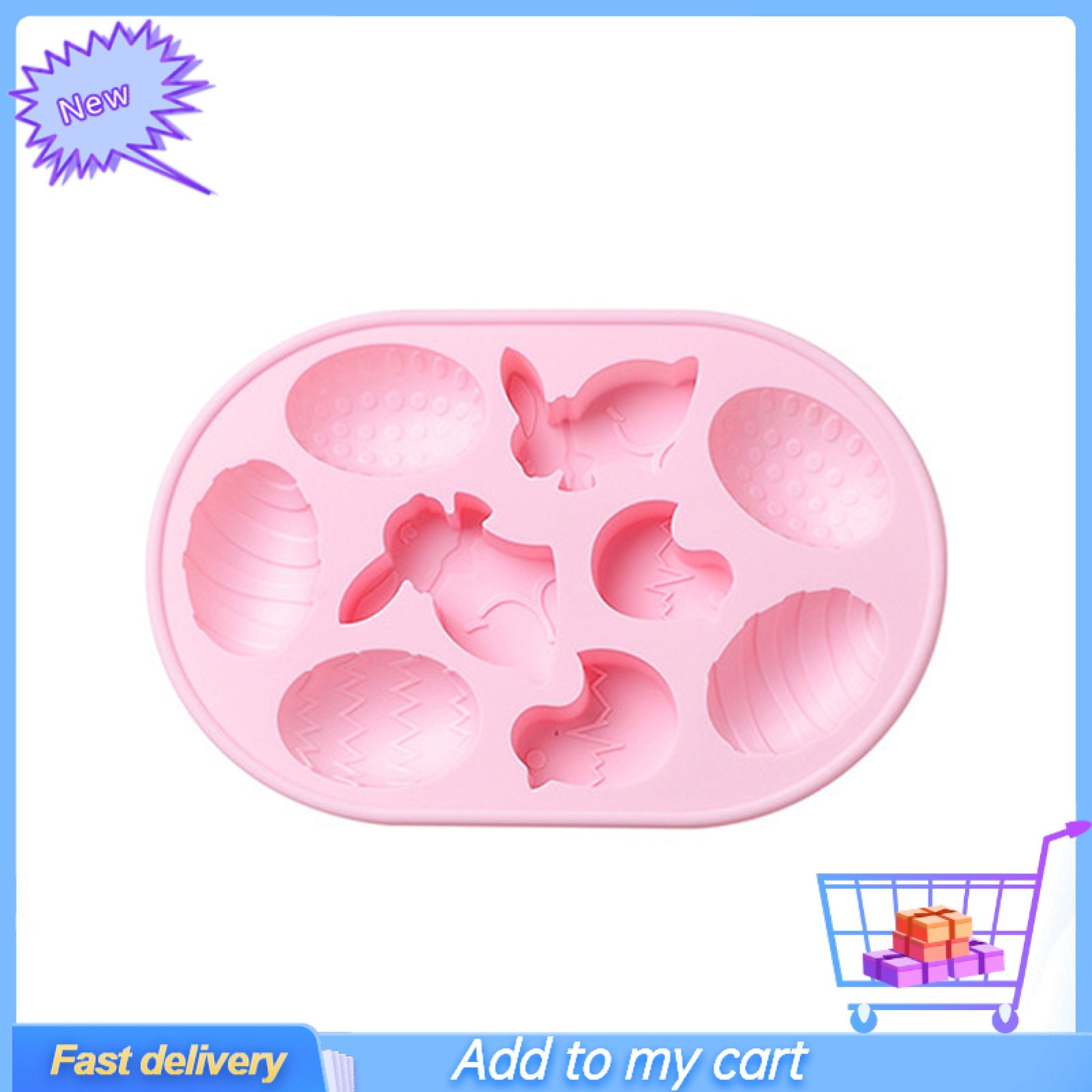 Cake Mold Easter Bunny Egg Shape Portable Silicone Pastry Fondant Soap Dessert Mould for Baking