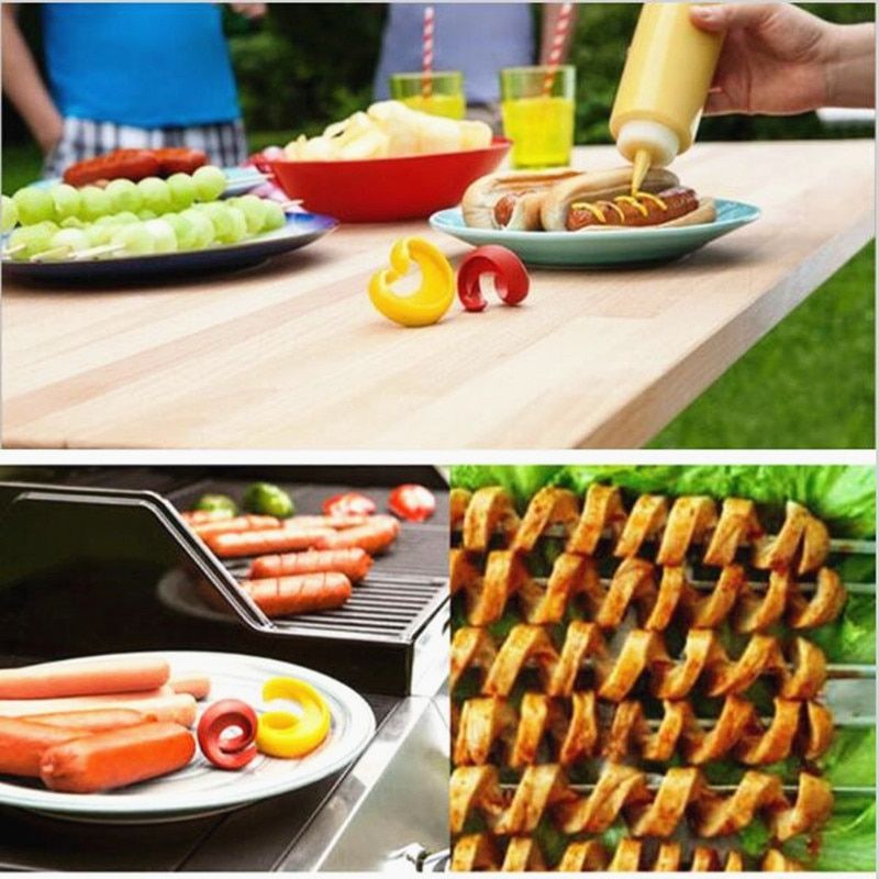 2Pcs/set manual fancy sausage cutter spiral barbecue hot dog cutter slicer cutting auxiliary gadgets cooking utensils-