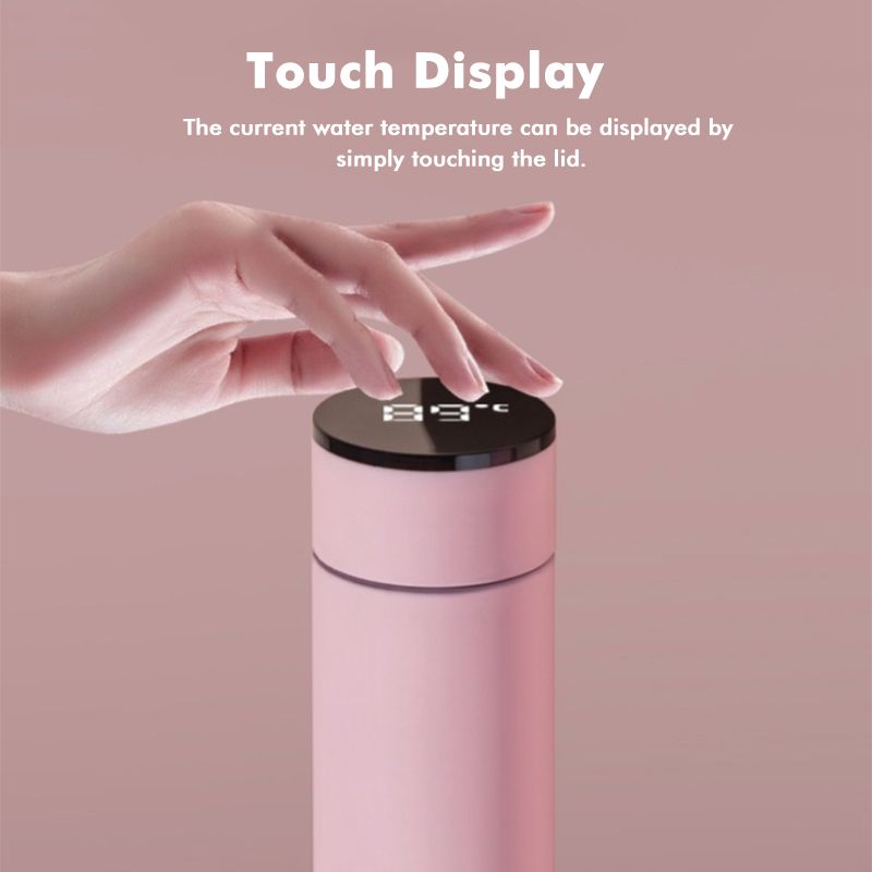 LED Digital Temperature Display Stainless Steel 500ML Smart Thermos Water Bottlel