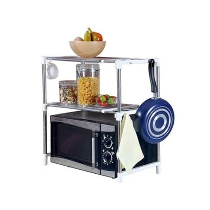 2-Tier Microwave Oven Storage Rack - Silver