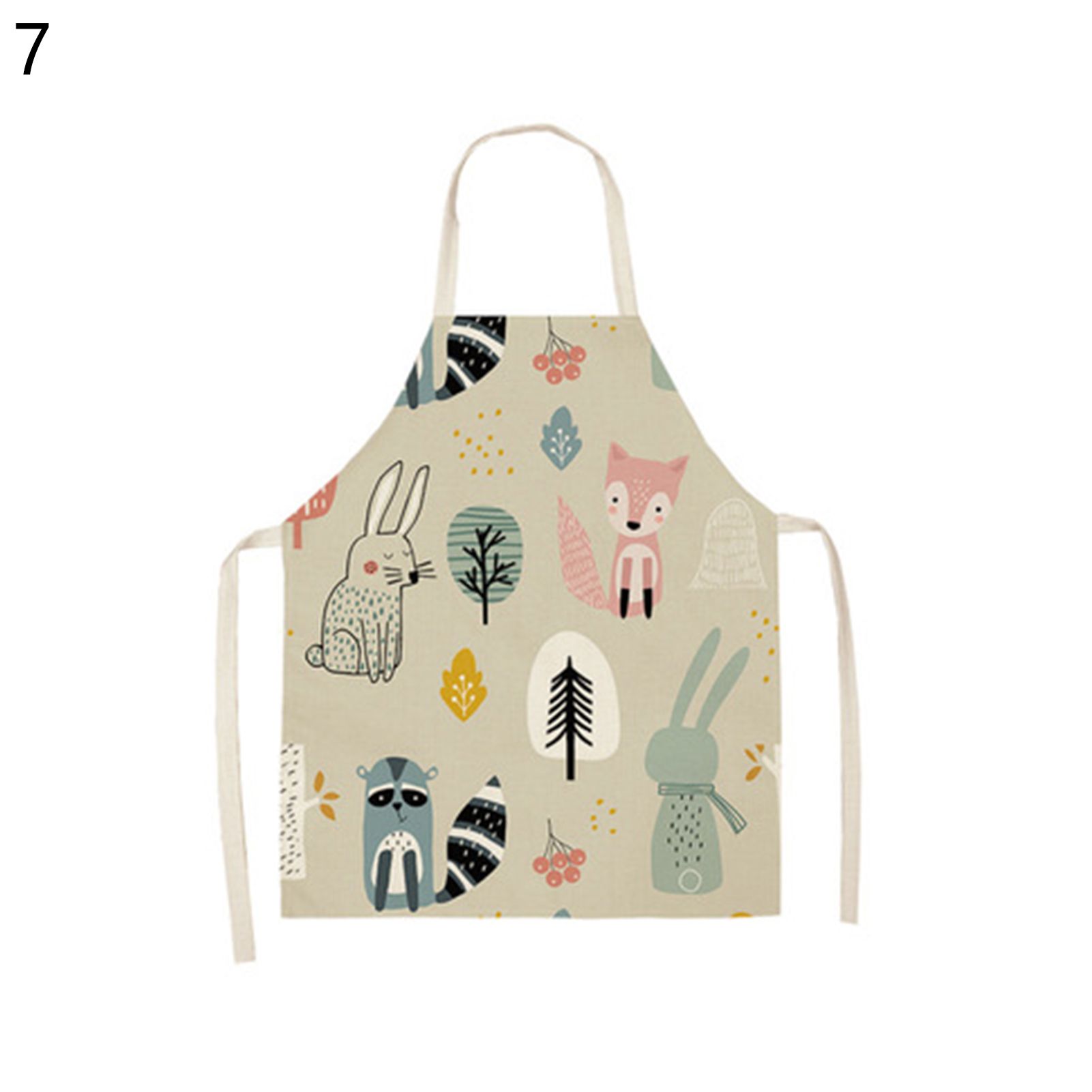Kitcn Apron Neck Strap Cartoon Fox Pted Cooking Long Bib