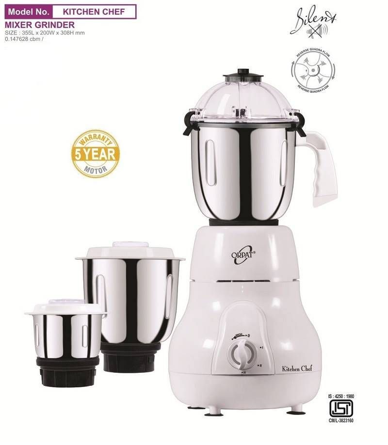 Orpat Kitchen Chef 500-Watt Mixer Grinder (White)