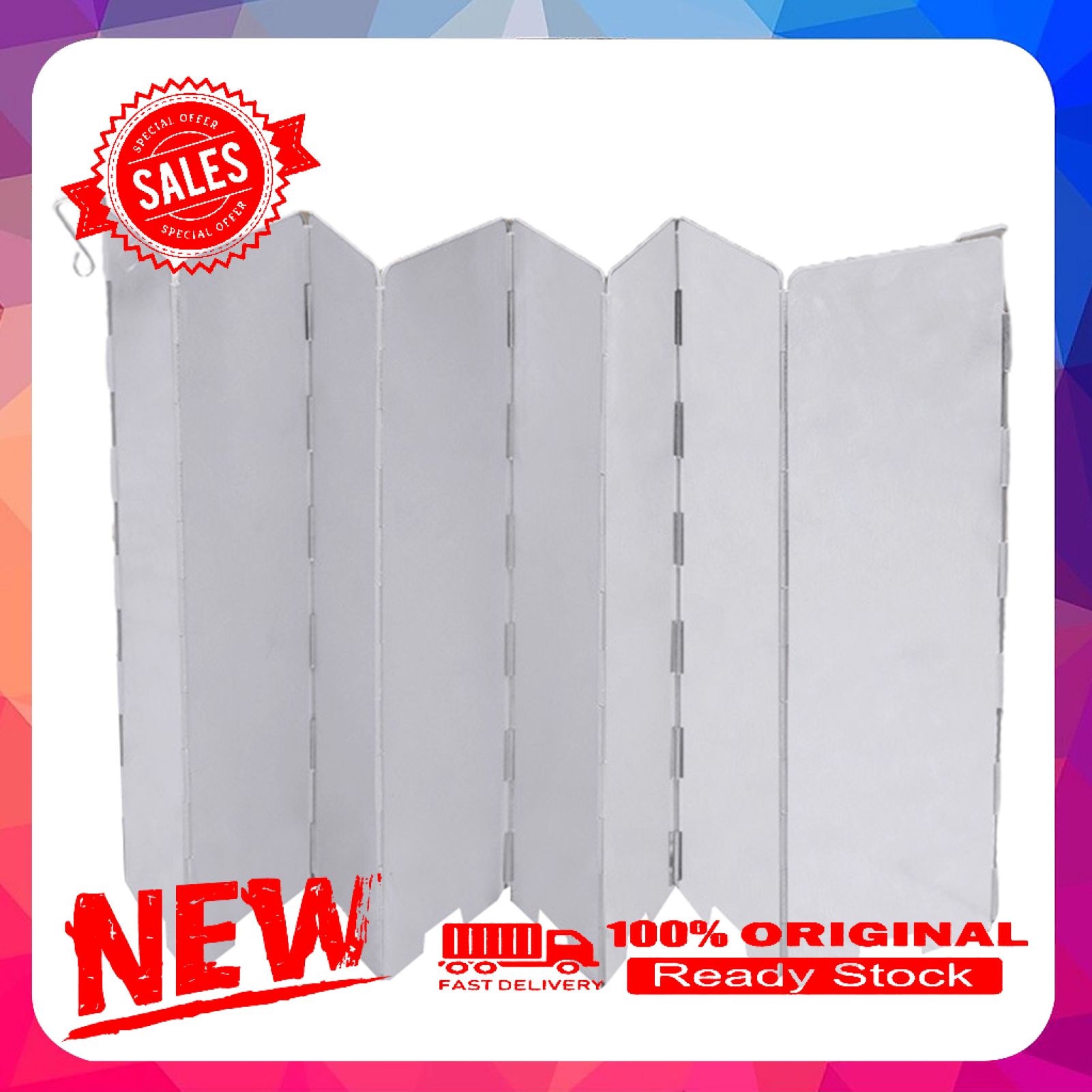 1 Set Stove Windshield Foldable Angle Adjustable Aluminum Multi Plates Easy to Install Windshield for Outdoor