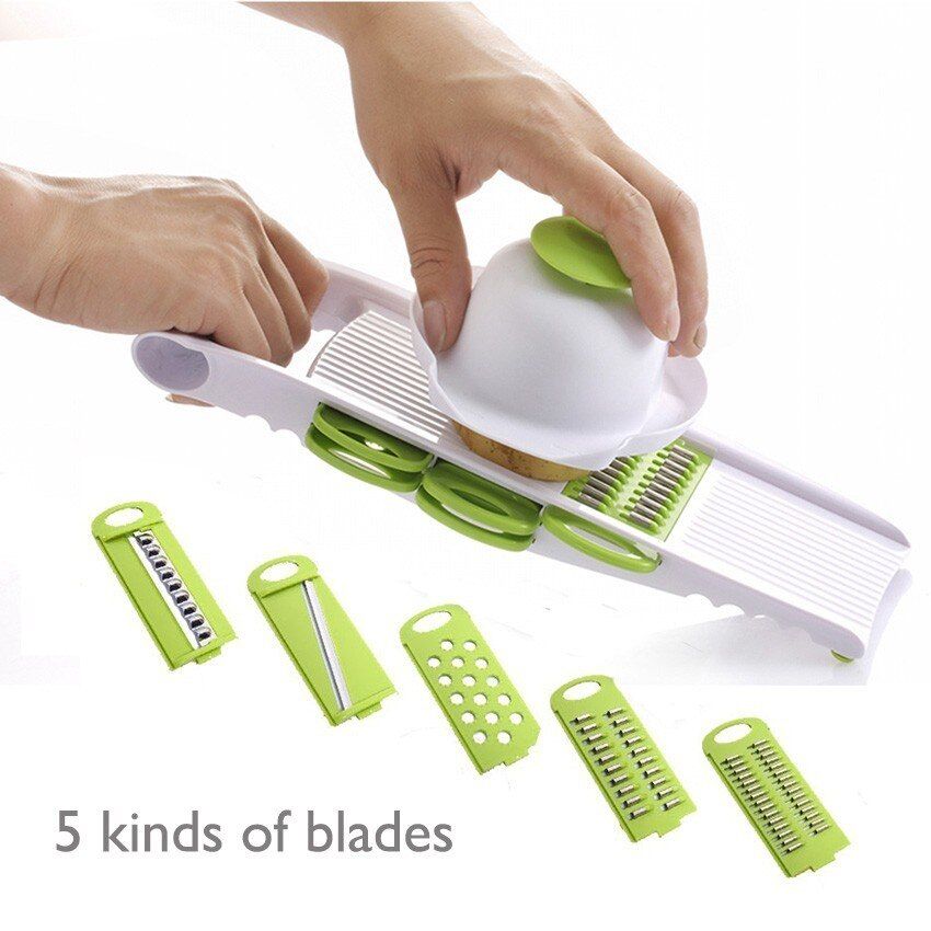 Multifunctional Vegetable Slicer Cutter Kitchen Accessories Papaya Cutter Fruit Peeler Potato Carrot Shaver Slicer Driver tools-Green Without Box
