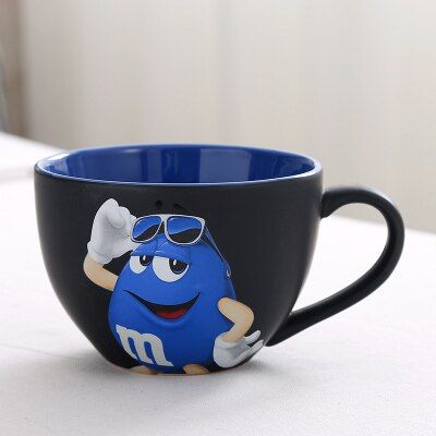1-Pcs  American M Chocolate Beans Mugs Cartoon Ceramics Tea Coffee Cups Breakfast Milk Watrer Bottle ChristGift
