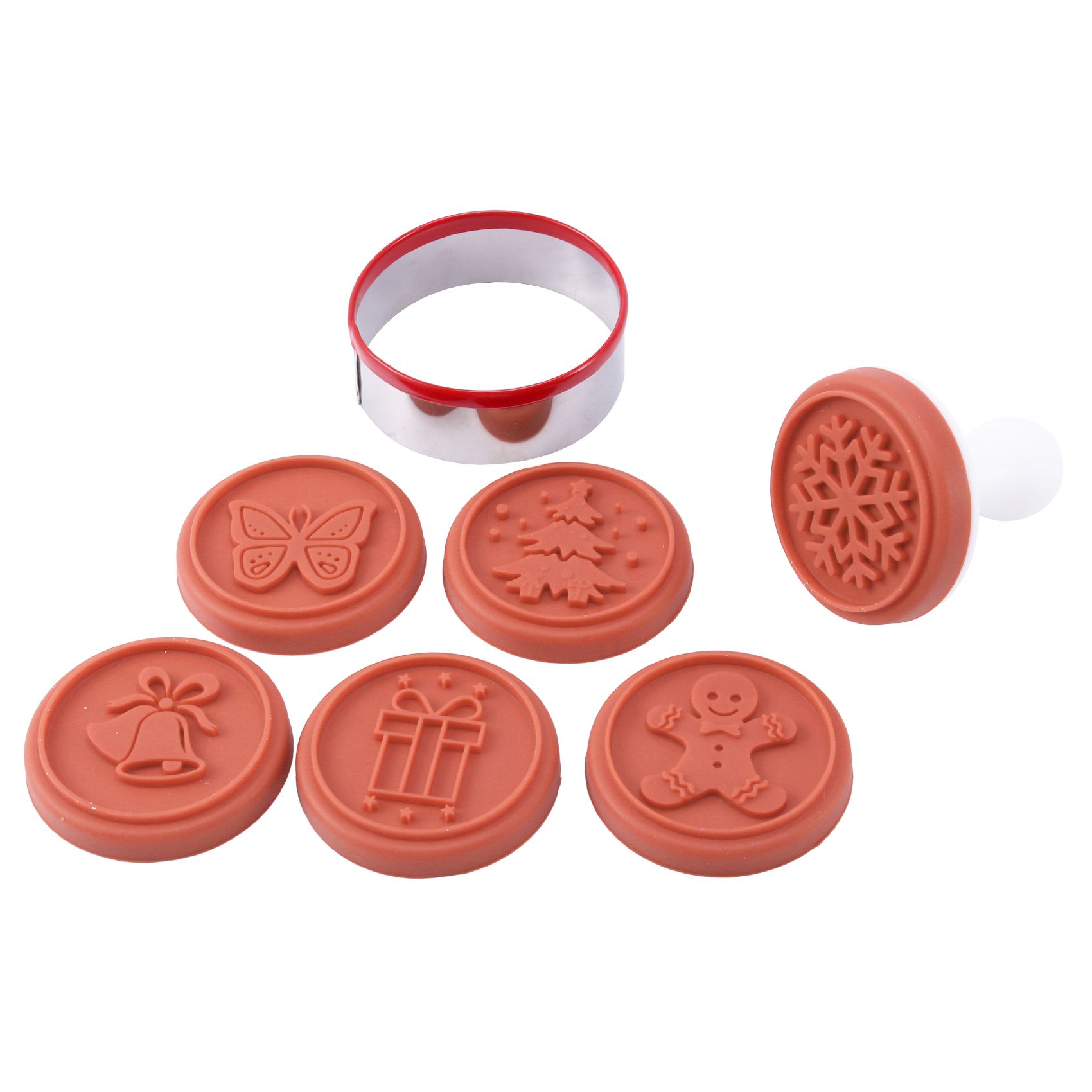 6Pcs/Set Food Grade Plastic Christmas Mold Cookie Cutter Kitchen Baking Tools Plunger Stamp Mold Fondant E