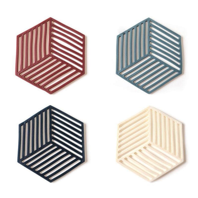 Placemats Bowl Mats Coasters Heat Insulation Pads Anti-Scald Mats Kitchen Decoration Accessories Polygonal Coasters 4Pcs