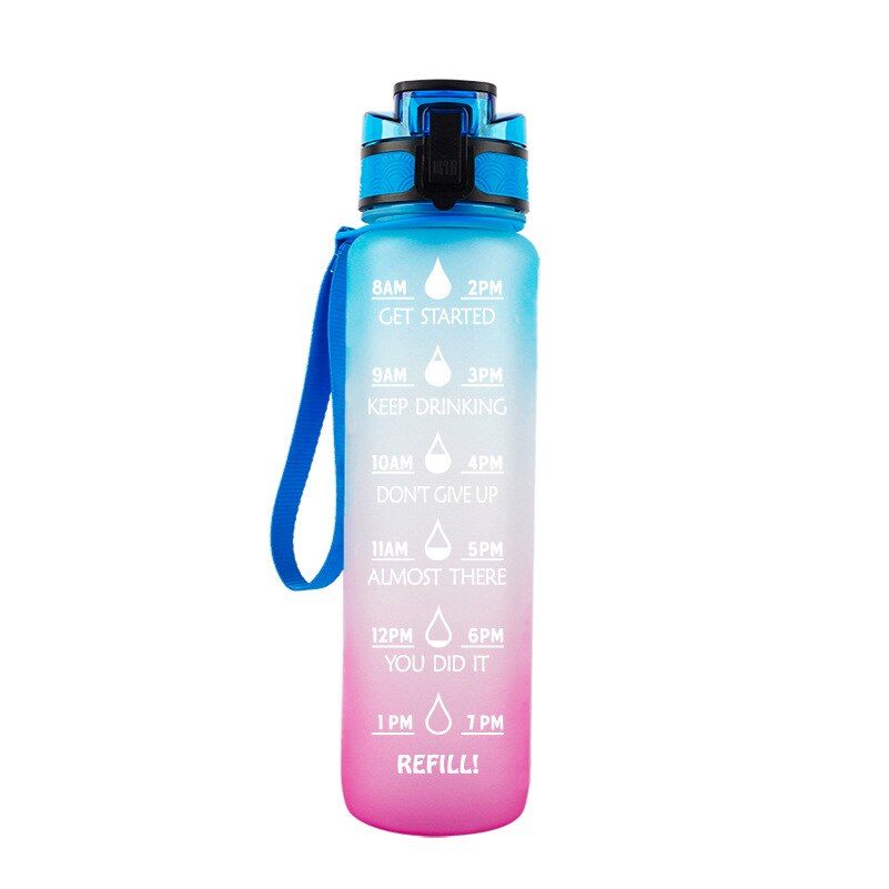 1000Ml Leakproof BPA Free Drinking Water Bottle with Time Marker & Straw Ensure You Drink Enough Water for Fitness Outdoor Gym