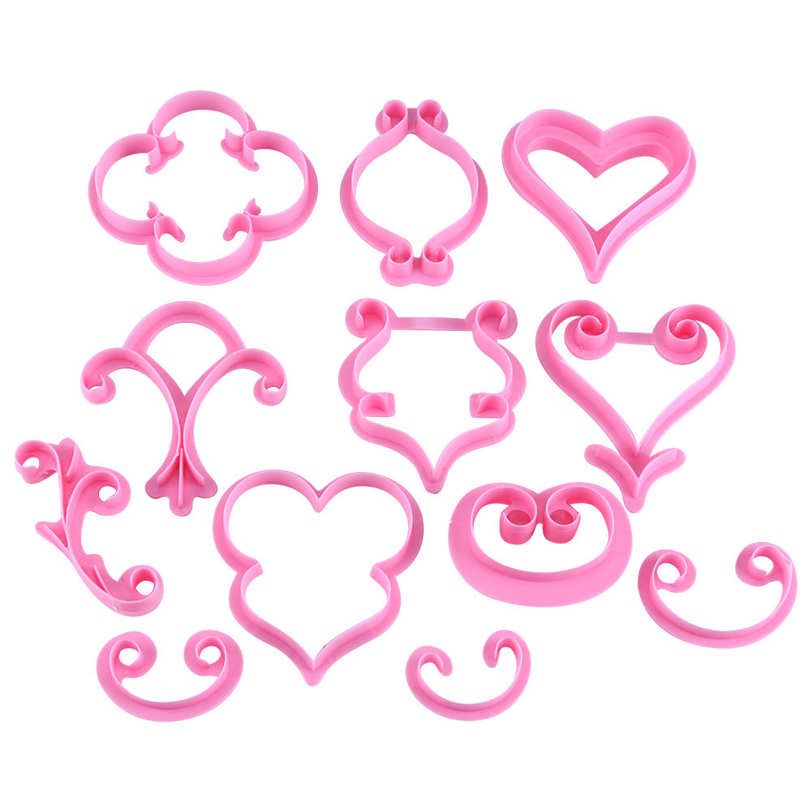 12Pcs Flower Rose Cake Decorating Fondant Icing Cutter Mold Sugarcraft Tools LJ