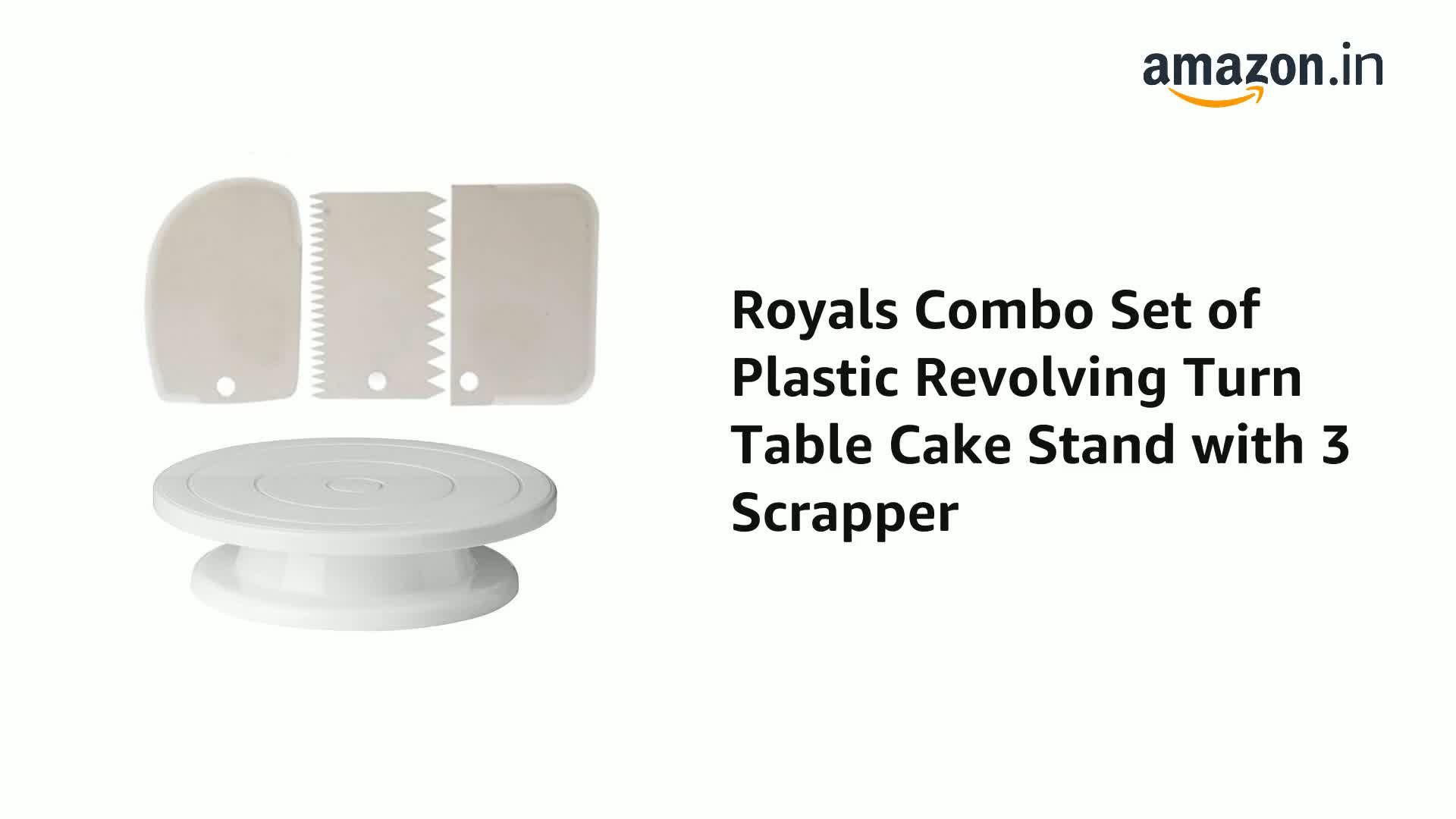 reasonable Price Combo Set of Plastic Revolving Turn Table Cake Stand with 3 Scrapper, White